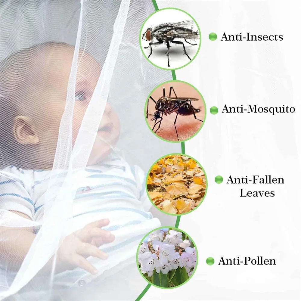 Mosquito Net For Stroller Portable Mini Crib Bug Net Washable Fine Mesh Cover with Elastic Edge for Stroller Bassinet